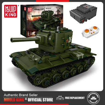 MOULD KING 20026, Военен танк от Втората световна война KV-2, играчки, строителни блокове, тухли, модел на танк с дистанционно управление за момчета, подарък за рожден Ден