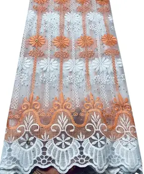 Африканска Мрежа Лейси плат С Мляко коприна 2023 Висококачествен Нигерийски Тюлевый Завързана материал за сватбена рокля Sew ELL3817