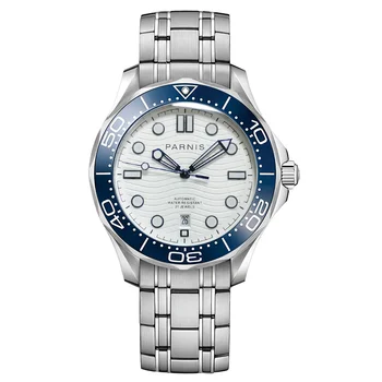 Нови Мъжки часовник Parnis 42 мм със синьо безелем, Автоматичен механичен часовник с календар, Сапфирен кристал, Мъжки спортни часовници reloj hombre Man Clock