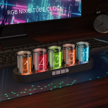 Цифрови ламповые часовници Nixie led RGB за украса на десктоп Офис Идеята Светещи Ламповые часовници За подарък Окачване за десктопа на Компютъра